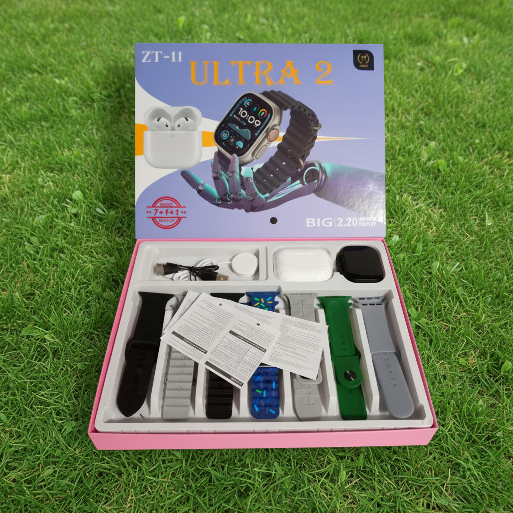 ZT B Ultra Smart Watch With Airbuds 7 Straps